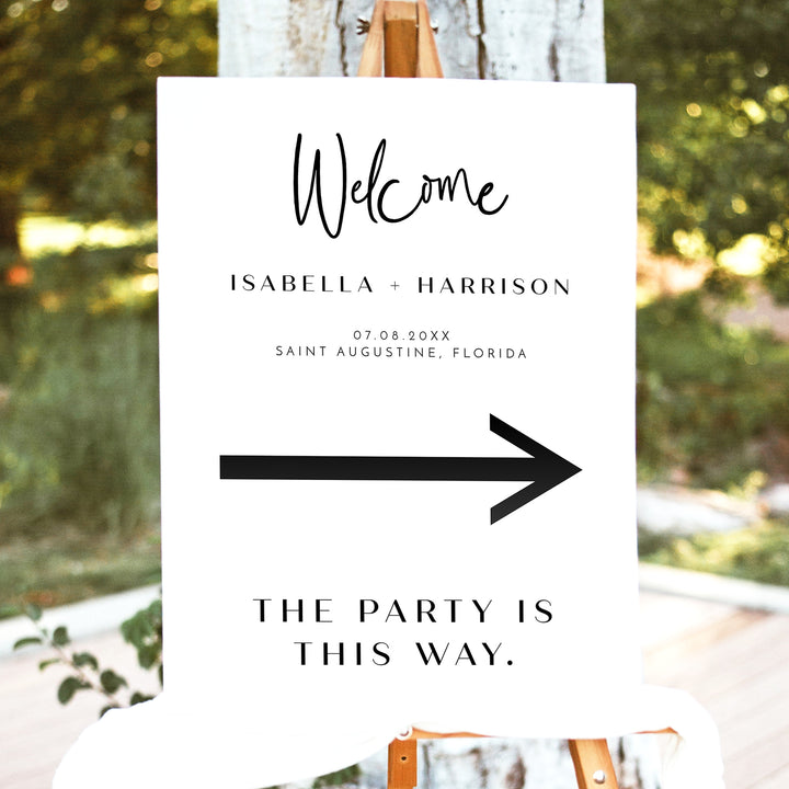 WILLOW Modern Minimalist Wedding Direction Arrow Sign