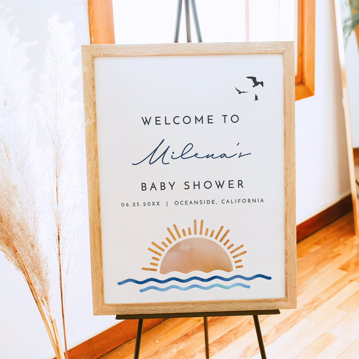OCEANSIDE Tropical Ocean Baby Shower Welcome Sign Personalized