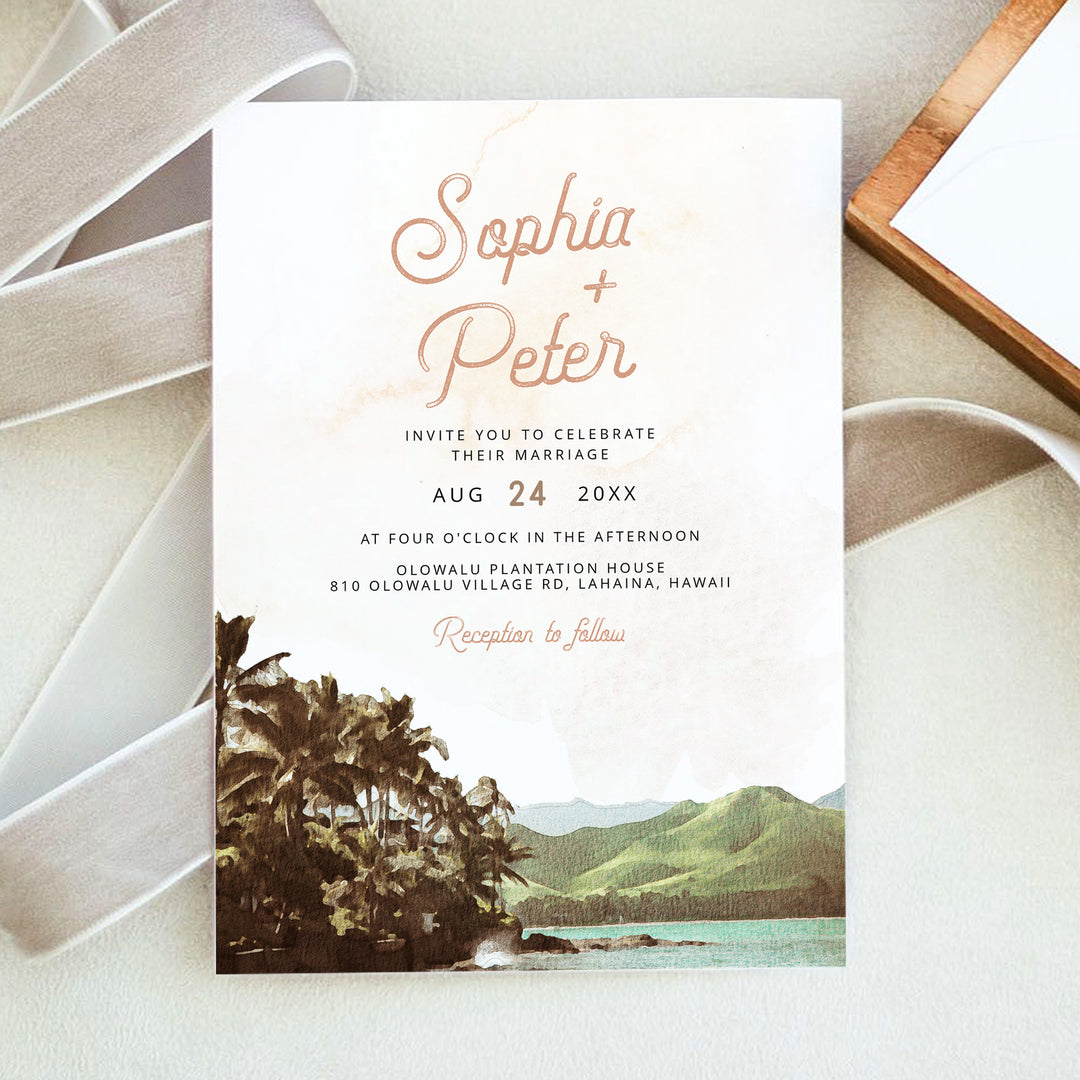 NANI Vintage Hawaiian Destination Wedding Invitation Suite