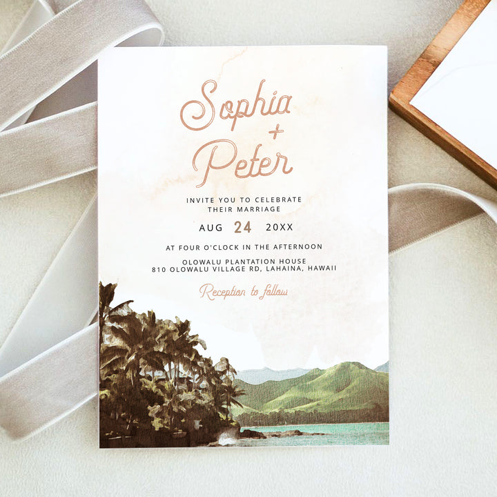 NANI Vintage Hawaiian Destination Wedding Invitation Suite