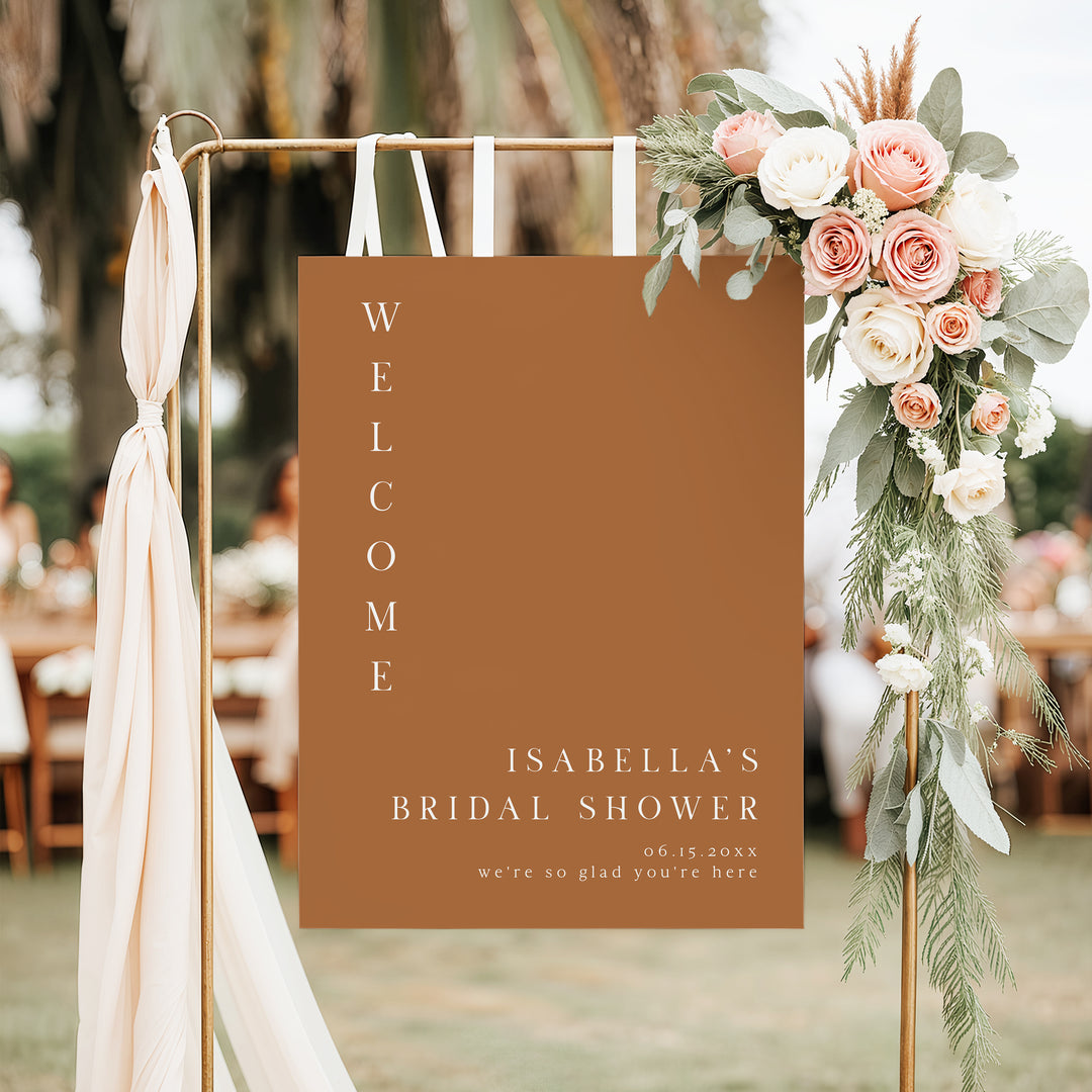MIA Burnt Orange Minimalist Bridal Shower Welcome Sign