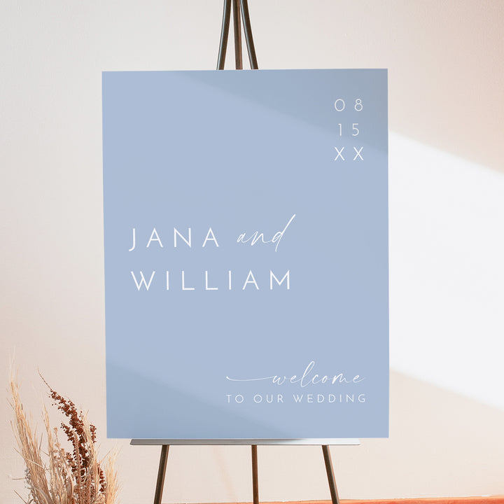 KENNEDY Dusty Blue Modern Minimalist Wedding Sign