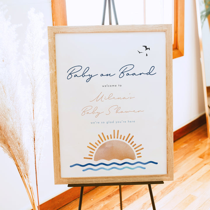 OCEANSIDE Nautical Baby on Board Baby Shower Welcome Sign