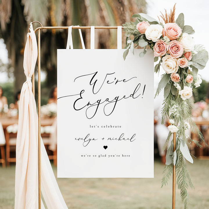 EVELYN We're Engaged Minimalist Engagement Party Sign