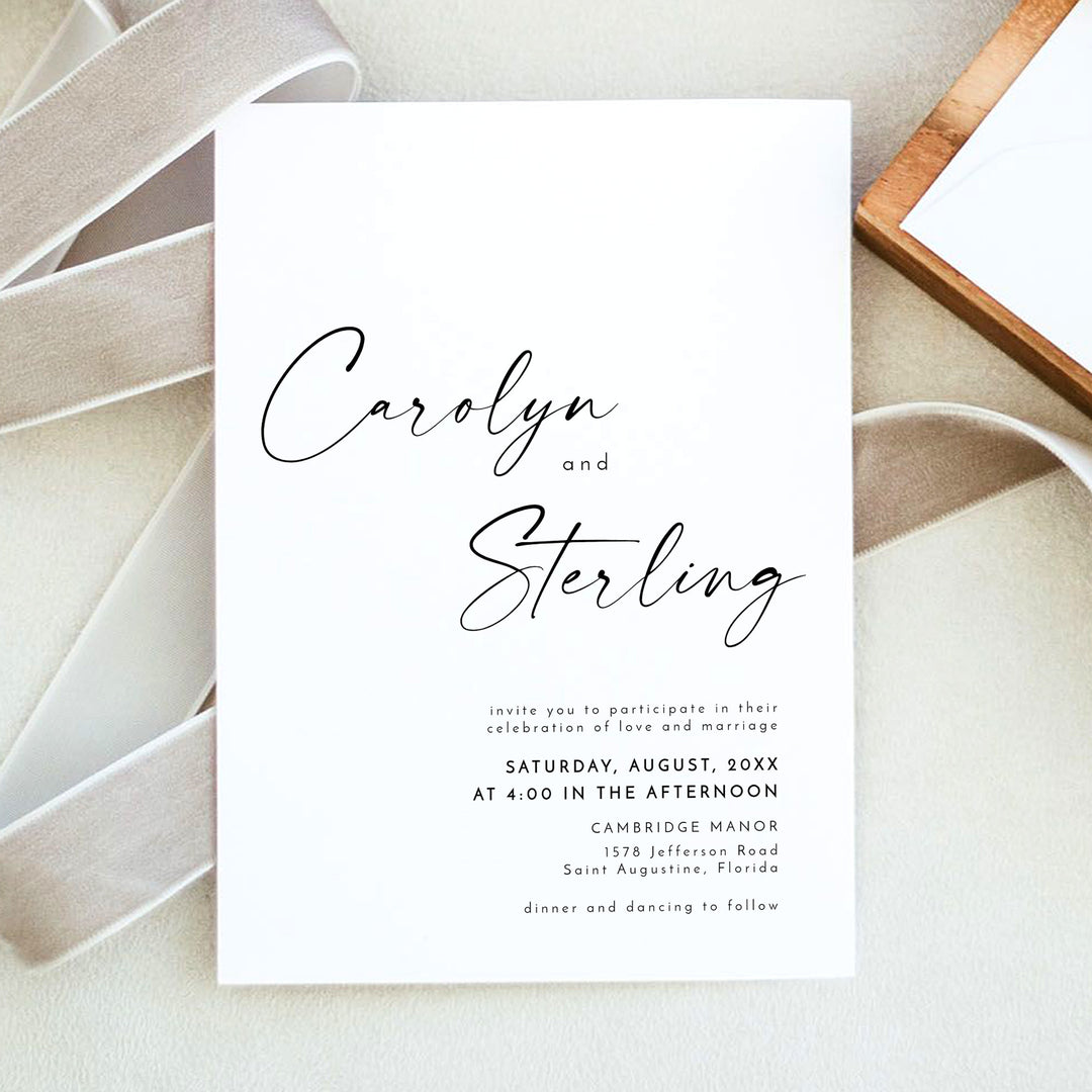 KENNEDY Romantic Calligraphy Wedding Invitation Suite with Photo
