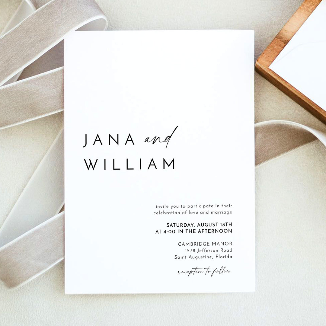 KENNEDY Simple Boho Photo Wedding Invitation Suite