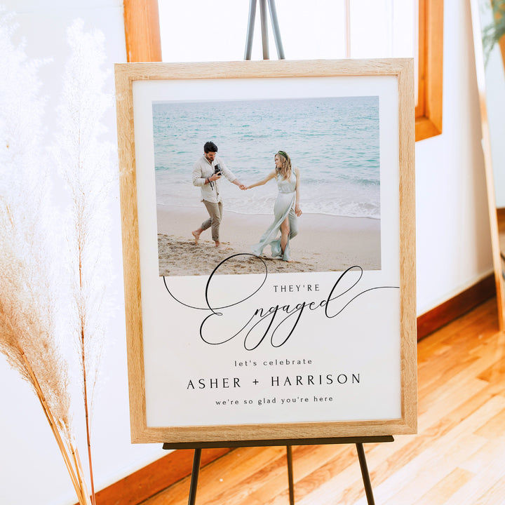 ASHER Elegant They're Engaged Photo Engagement Party Sign