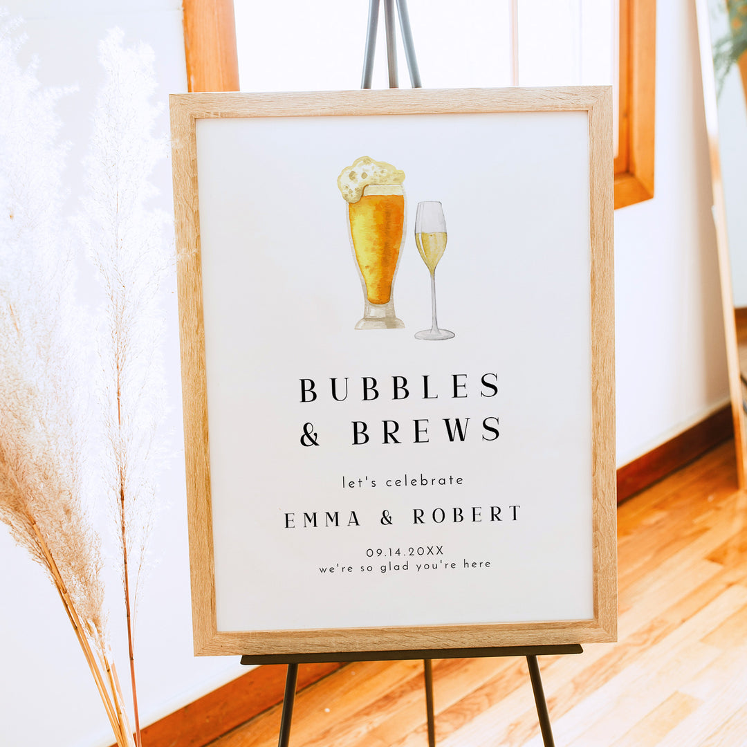 CHARLIE Bubbles and Brews Minimalist Wedding Welcome Sign