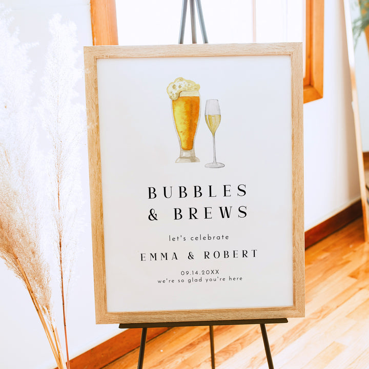 CHARLIE Bubbles and Brews Minimalist Wedding Welcome Sign