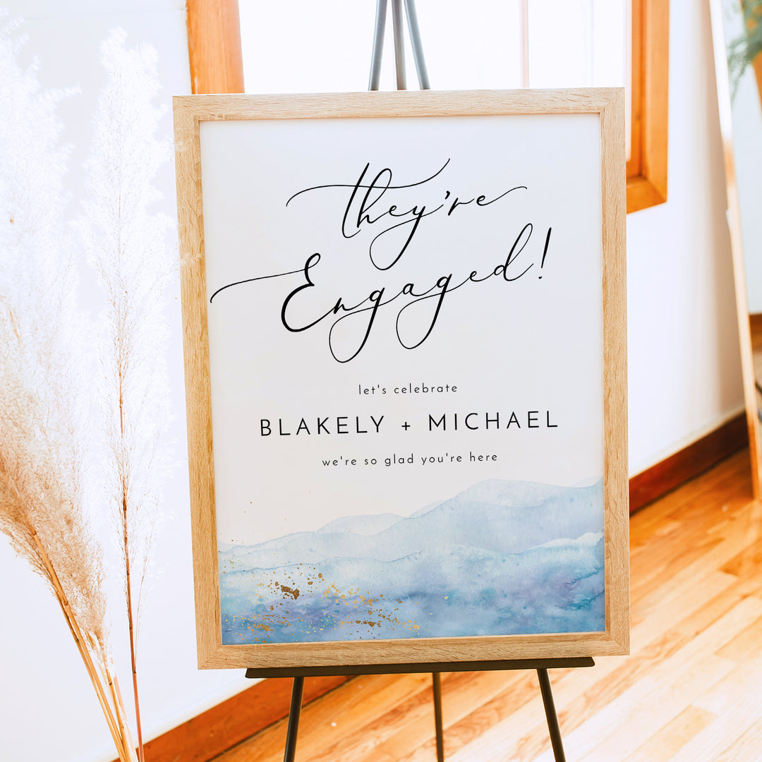 BLAKELY They're Engaged Coastal Beach Engagement Party Welcome Sign