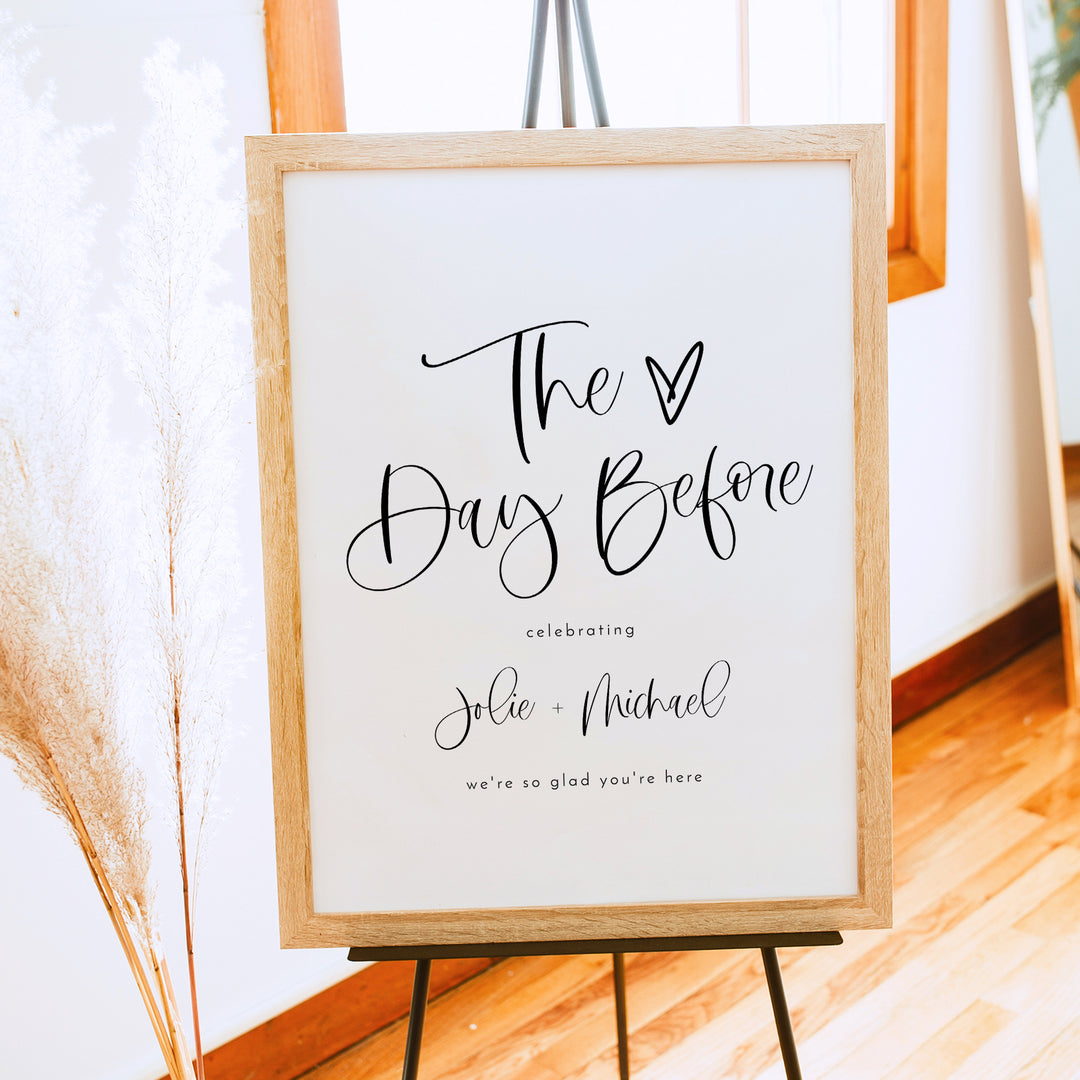 JOLIE The Day Before Modern Boho Rehearsal Dinner Sign
