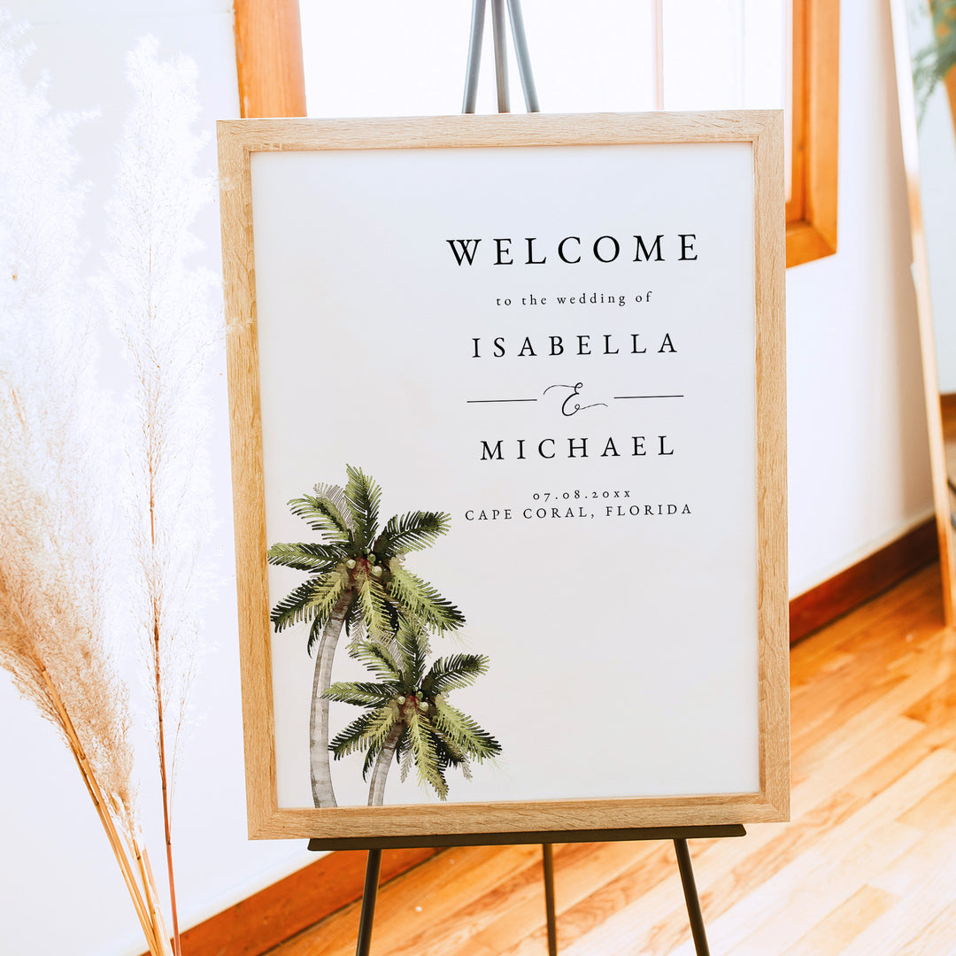 MONA Green Tropical Watercolor Wedding Sign