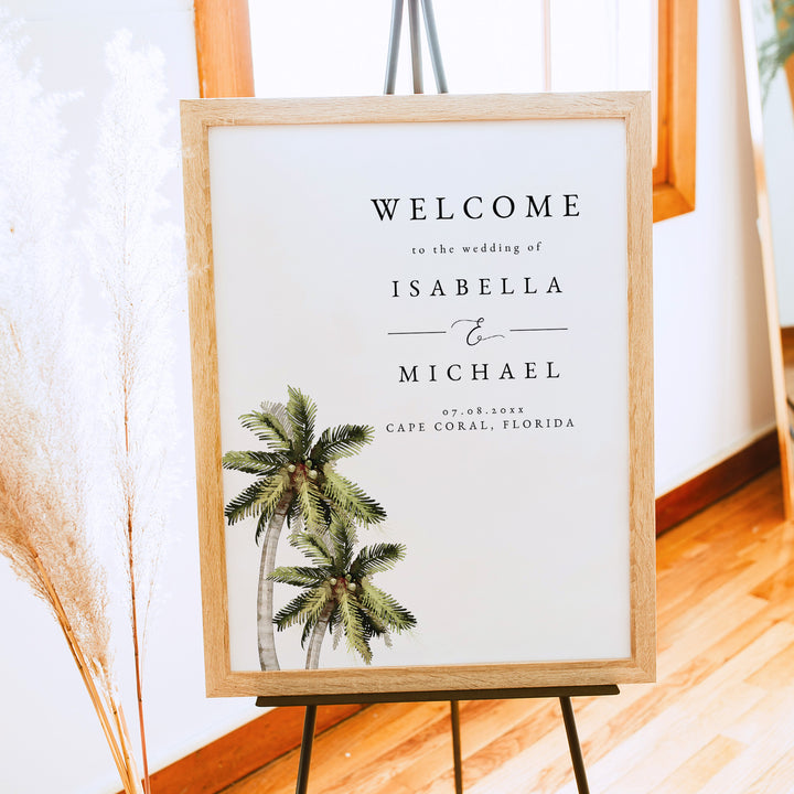 MONA Green Tropical Watercolor Wedding Sign