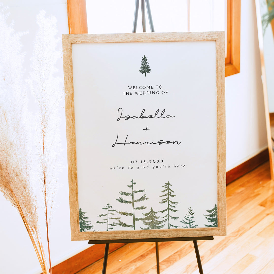 TIMBER Minimalist Pine Wedding Welcome Sign