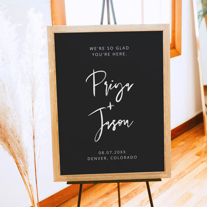 PRIYA Moody Black Wedding Welcome Sign