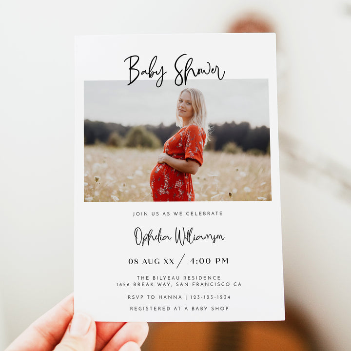WILLOW Black and White Gender Neutral Baby Shower Invitation Suite