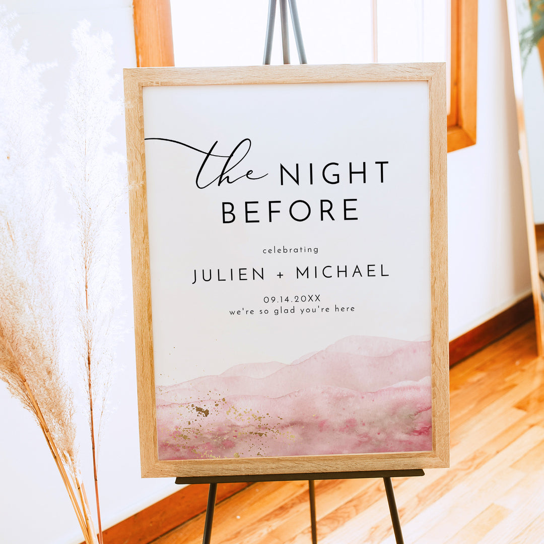 JULIEN Modern Blush Pink Wedding Rehearsal Dinner Sign