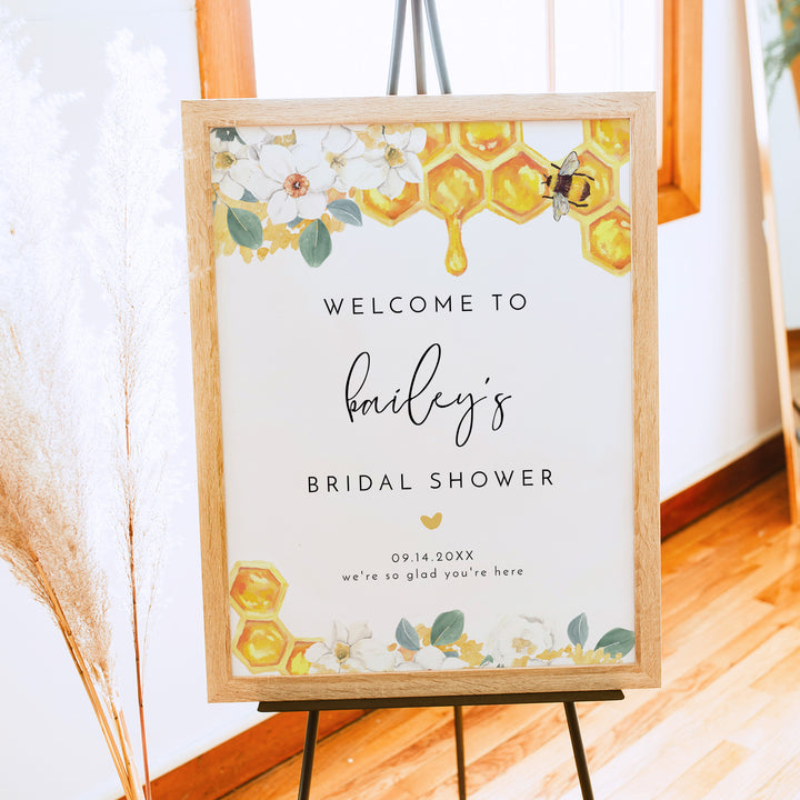 ROMY Rustic Honey Bee Themed Bridal Shower Welcome Sign