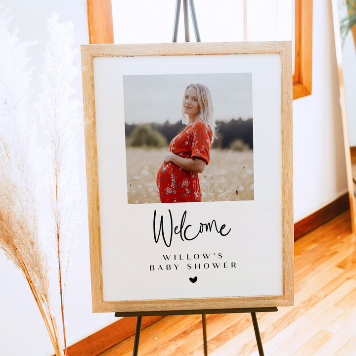 WILLOW Elegant Personalized Photo Baby Shower Welcome Sign
