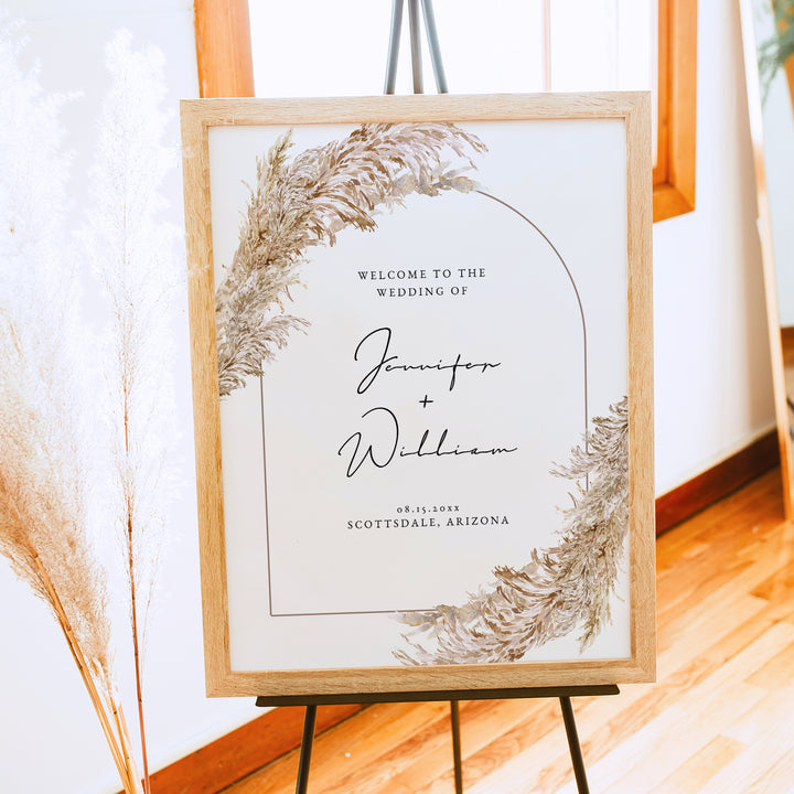 CIERA Personalized Elegant Pampas Wedding Welcome Sign