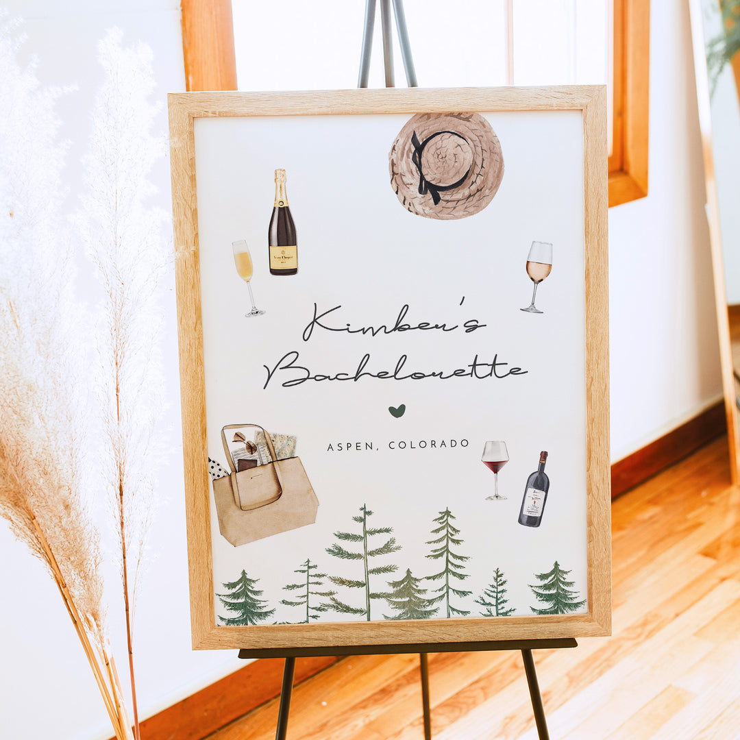 TIMBER Rustic Camping and Wine Bachelorette Weekend Welcome Sign