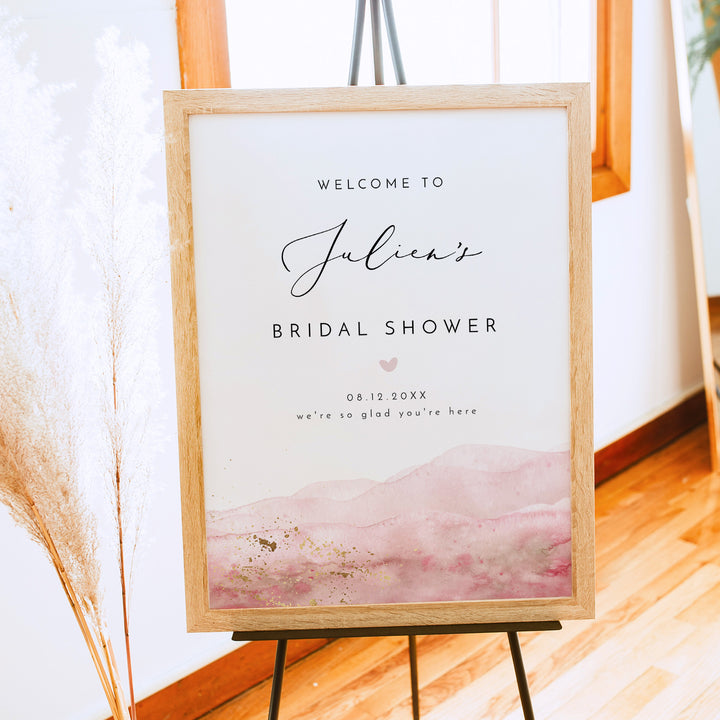 JULIEN Romantic Watercolor Bridal Shower Welcome Sign