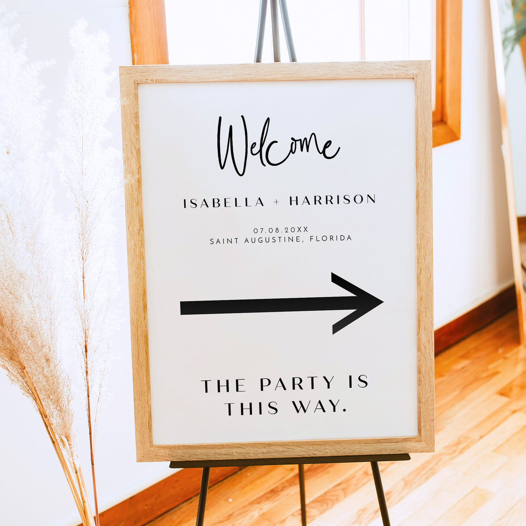 WILLOW Modern Minimalist Wedding Direction Arrow Sign