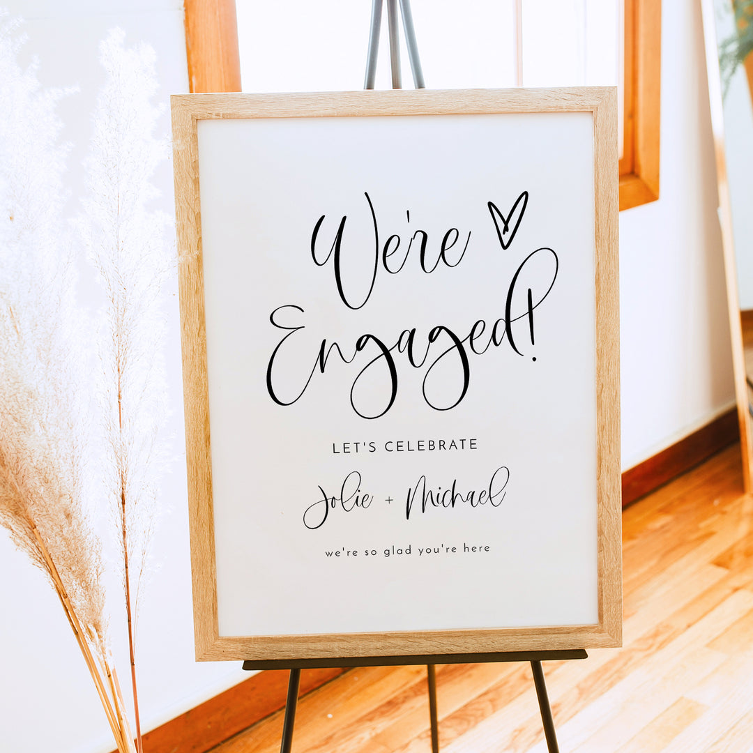 JOLIE We're Engaged Romantic Script Engagement Party Welcome Sign