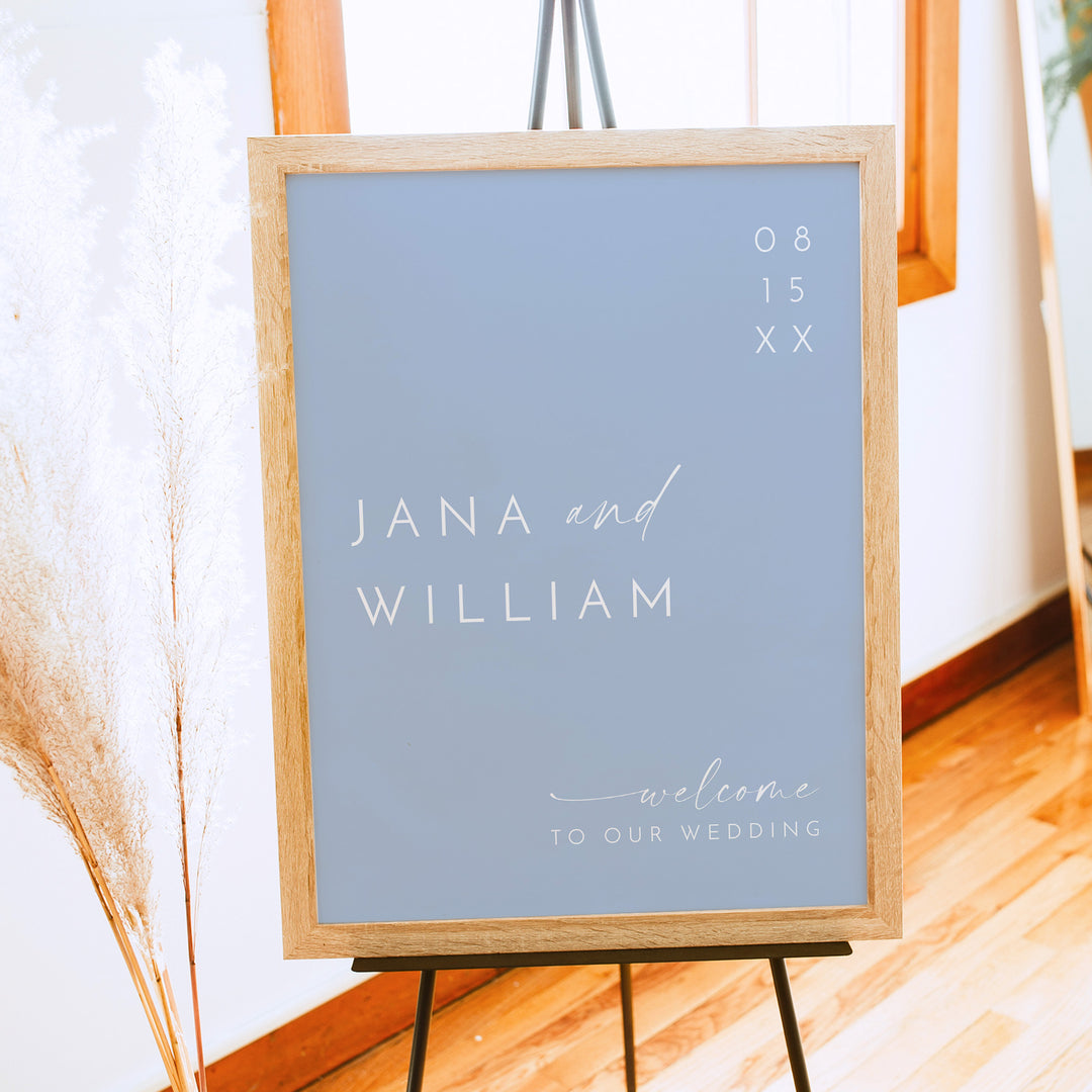 KENNEDY Dusty Blue Modern Minimalist Wedding Sign