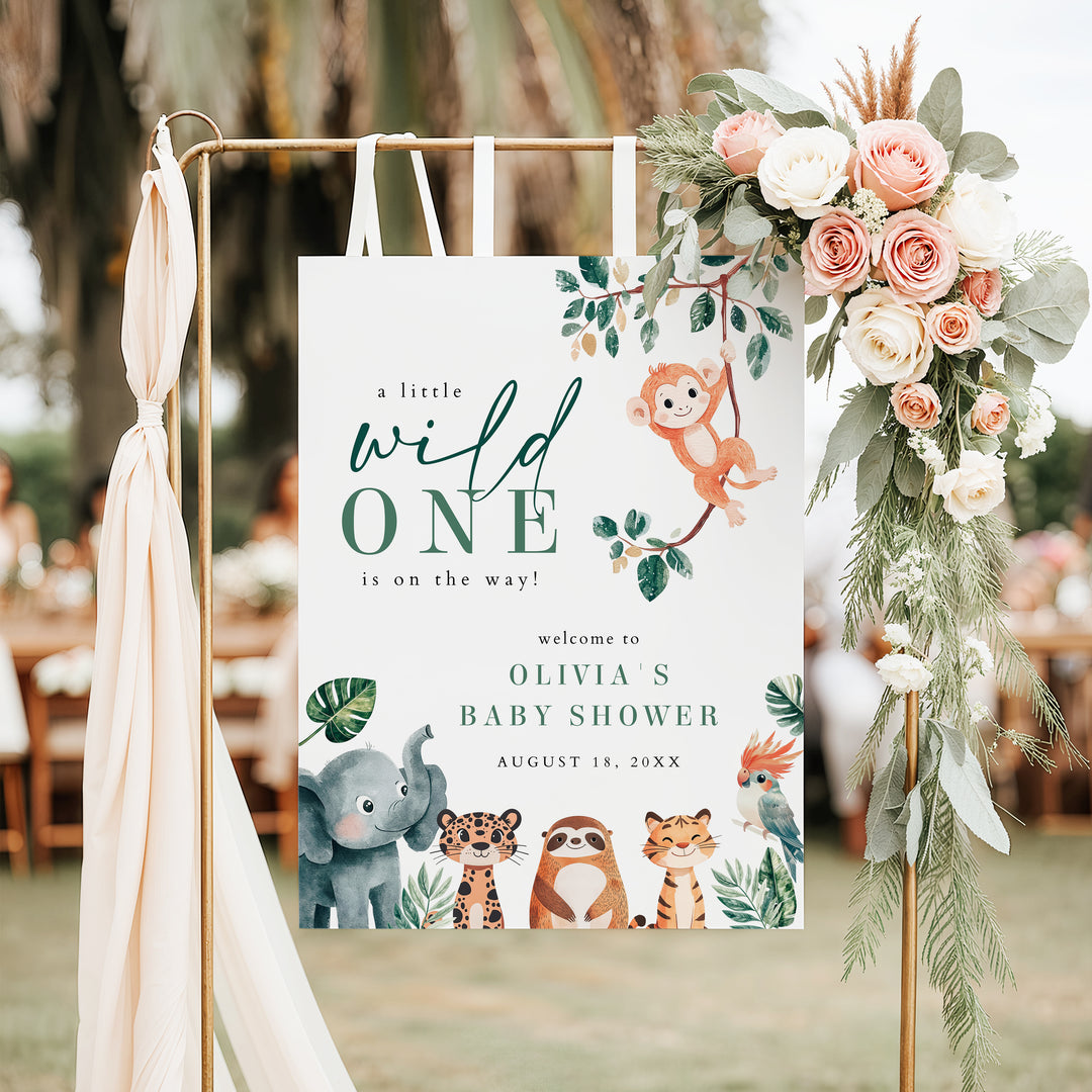 WILDER Wild One Safari Baby Shower Welcome Sign