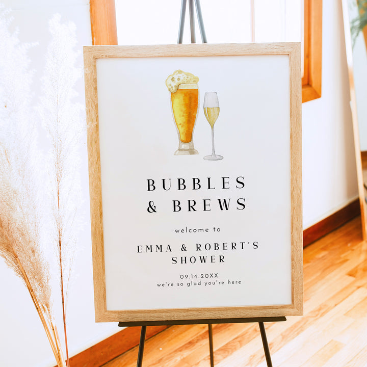 CHARLIE Modern Bubbles and Brews Couples Shower Welcome Sign