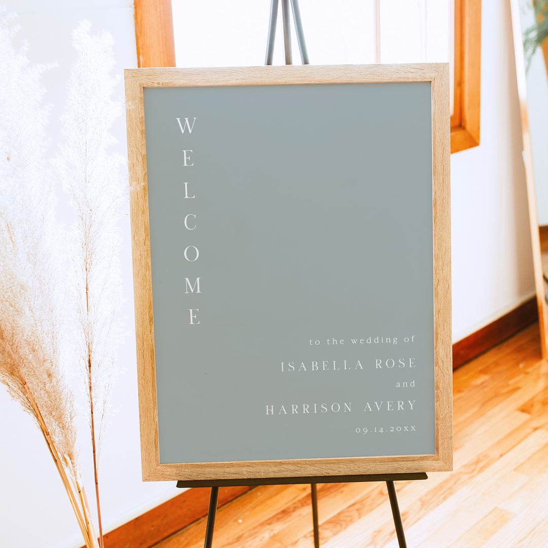 Nina Simple Sage Green Luxury Wedding Welcome Sign