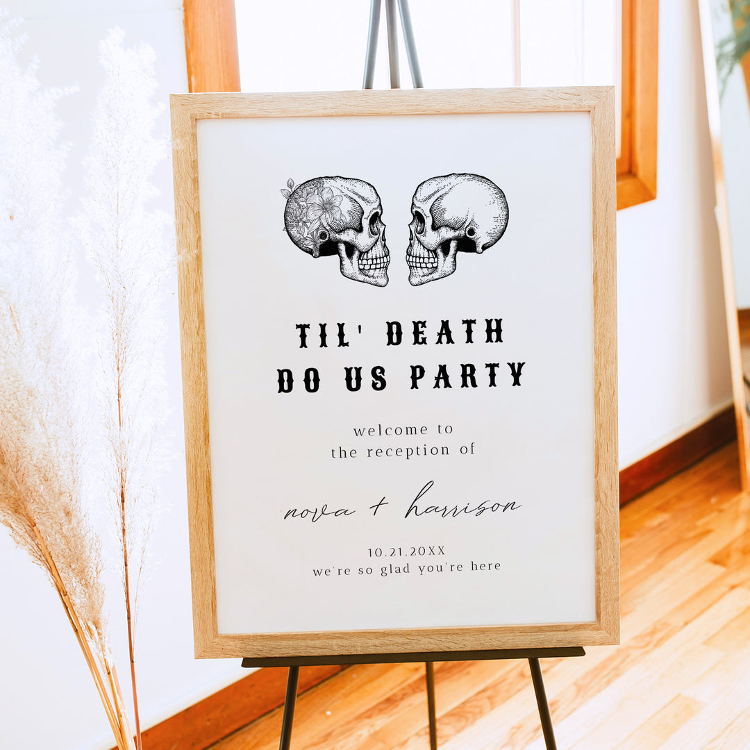 NOVA Til Death Do Us Party Halloween Elopement Reception Party Sign