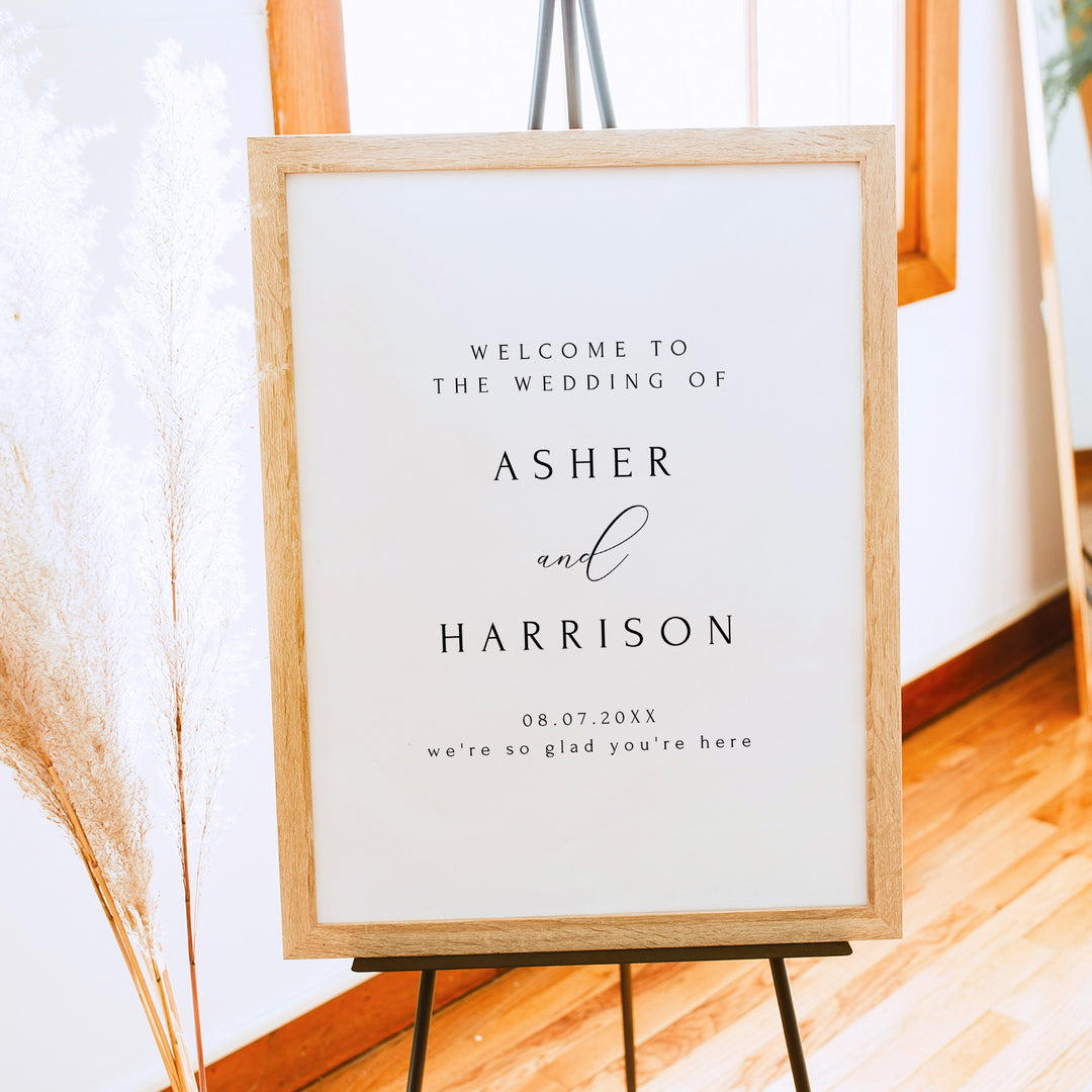ASHER Formal Black and White Wedding Welcome Sign