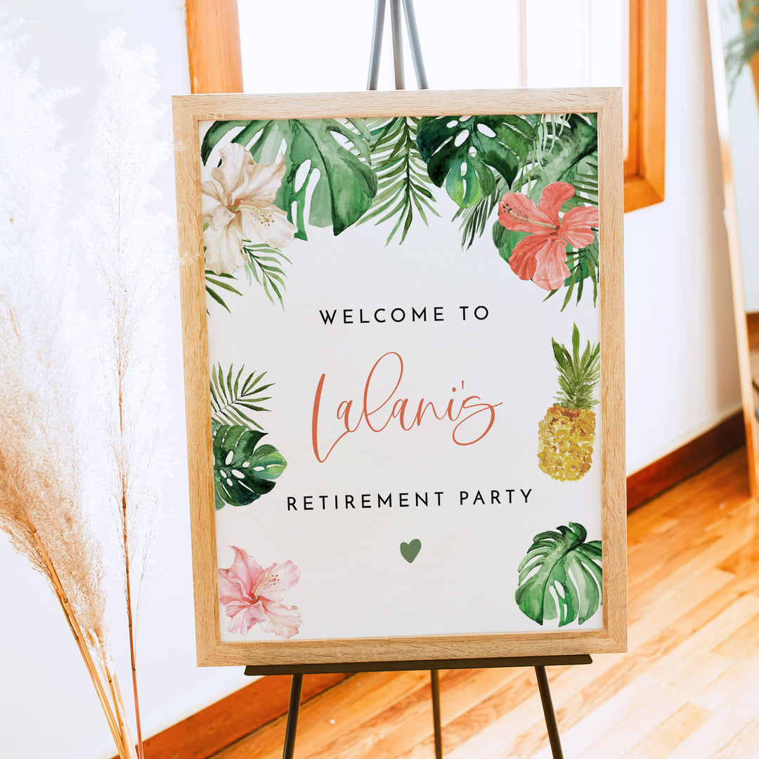 LALANI Tropical Luau Retirement Party Welcome Sign
