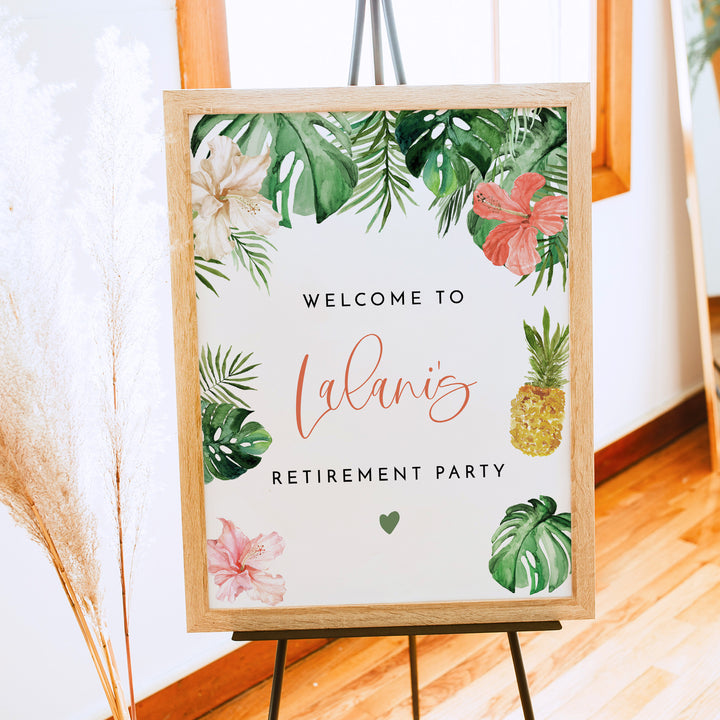 LALANI Tropical Luau Retirement Party Welcome Sign