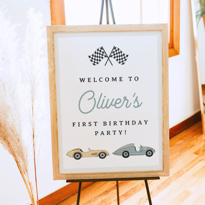MAVERICK 1st Birthday Racing Car Birthday Party Welcome Sign