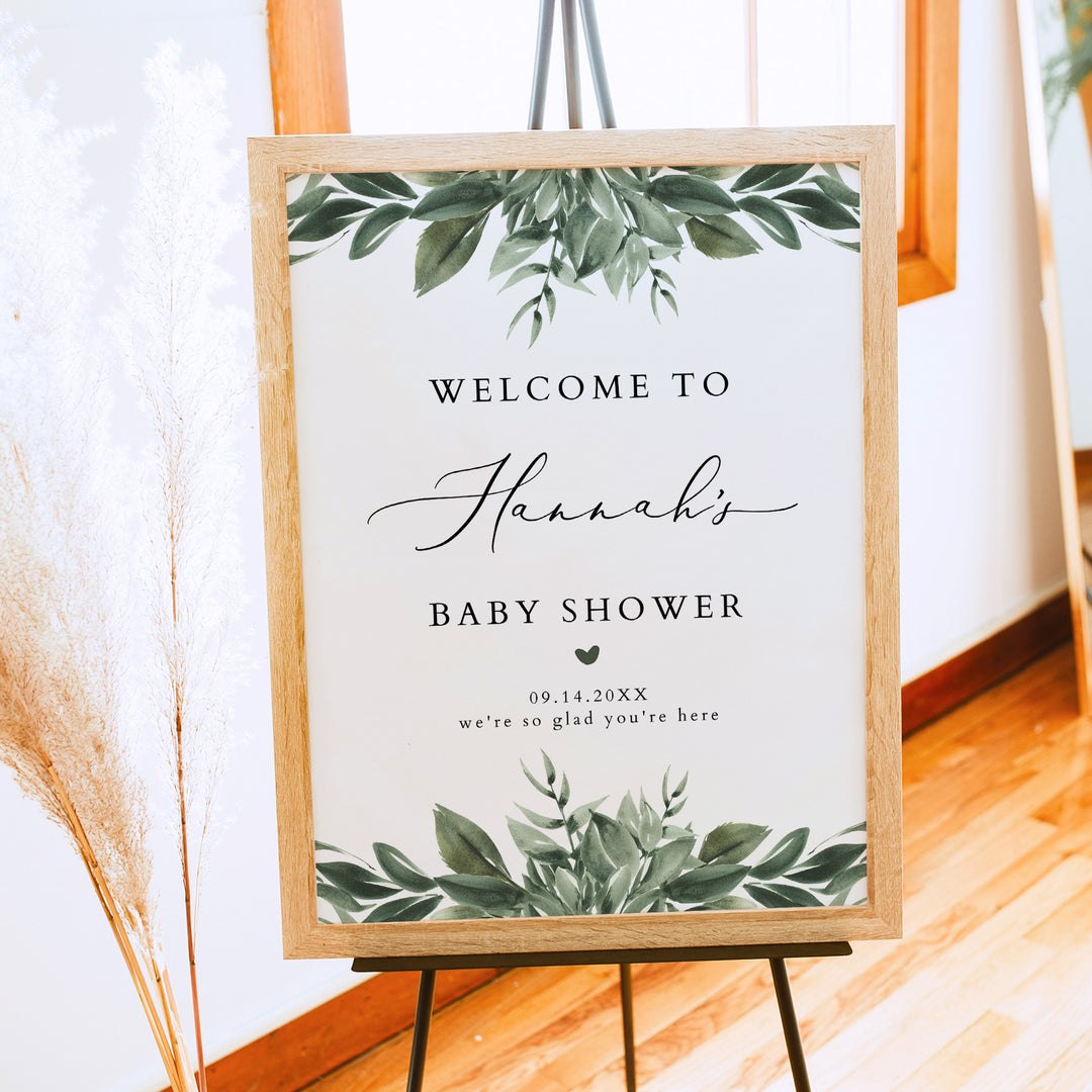 LANA Winter Greenery Baby Shower Welcome Sign