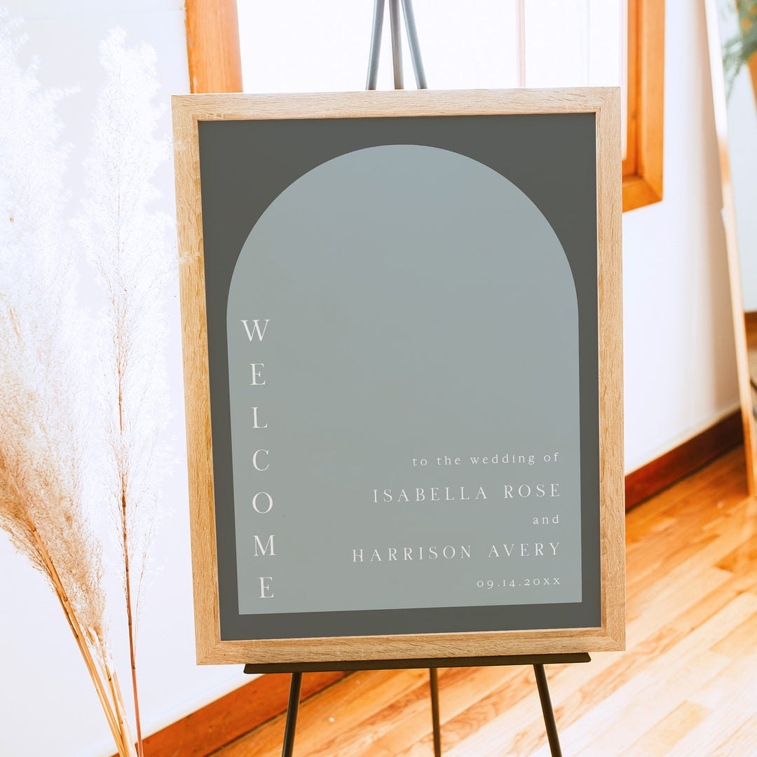 NINA Rustic Olive Green Boho Arch Wedding Welcome Sign