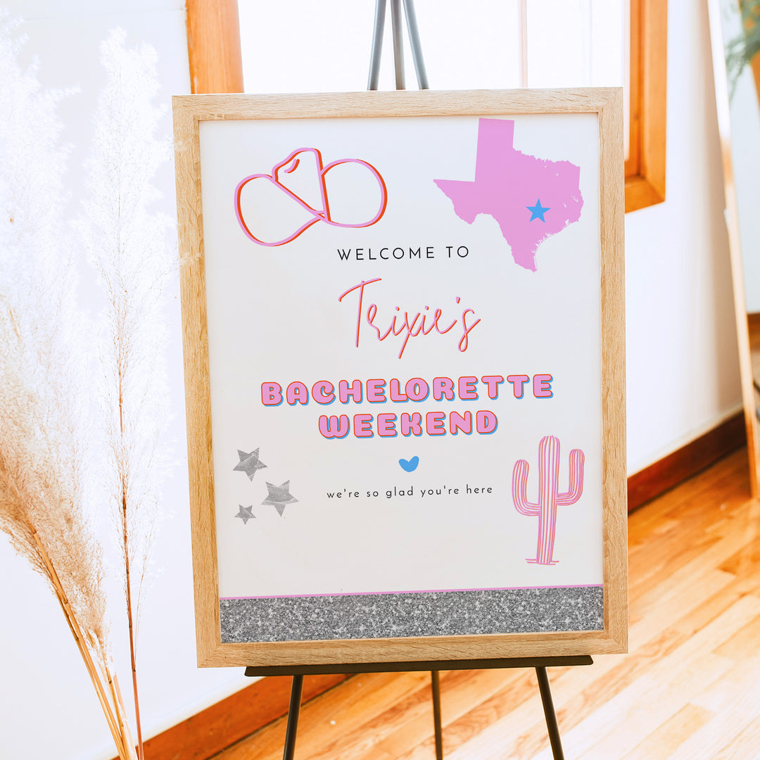 DINA Retro Texas Cowgirl Bachelorette Weekend Welcome Sign