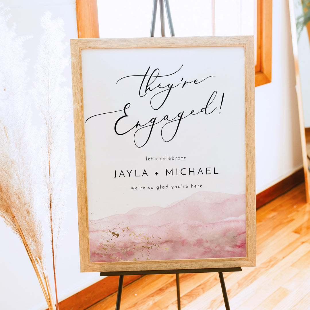 JULIEN They're Engaged Modern Boho Engagement Party Sign