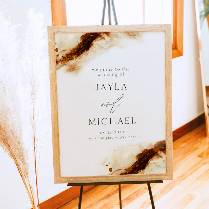 JAYLA Terracotta Watercolor Autumn Wedding Welcome Sign