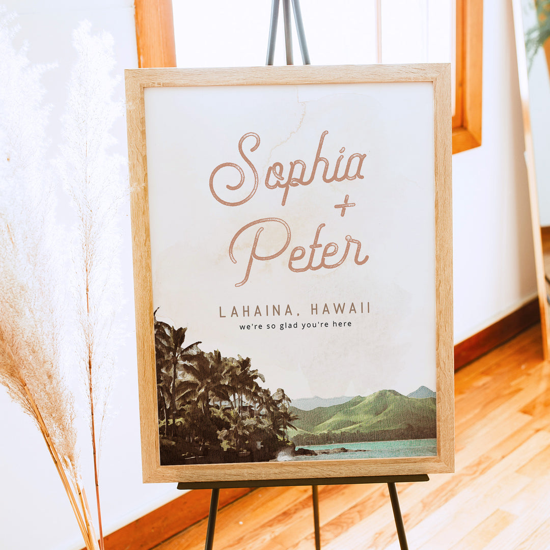 NANI Hawaiian Beach Destination Wedding Welcome Sign