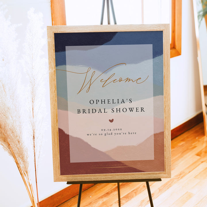 OPHELIA Modern Burnt Orange Desert Bridal Shower Welcome Sign