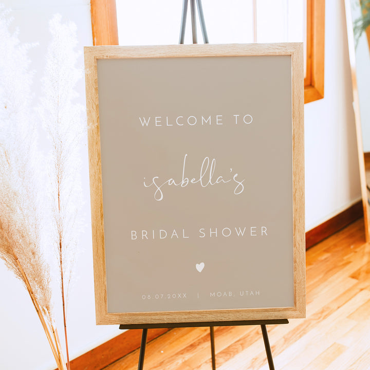 INDIE Rustic Beige Bridal Shower Welcome Sign