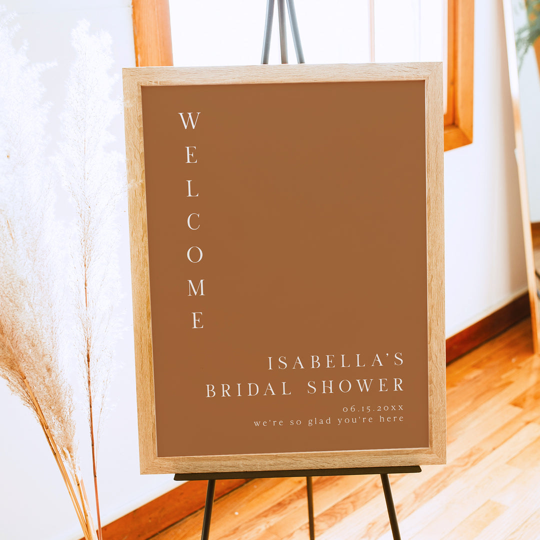 MIA Burnt Orange Minimalist Bridal Shower Welcome Sign