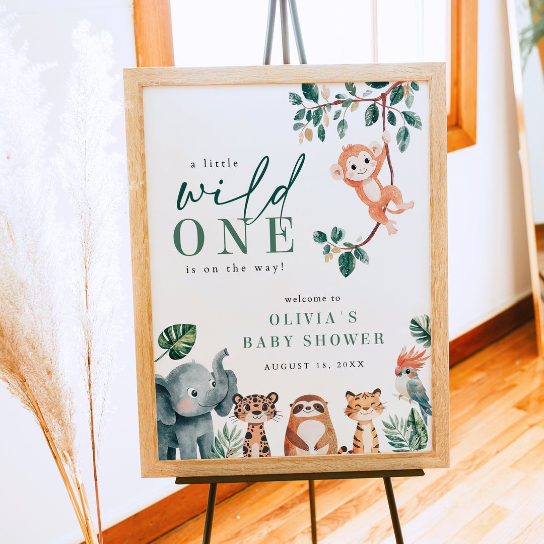 WILDER Wild One Safari Baby Shower Welcome Sign