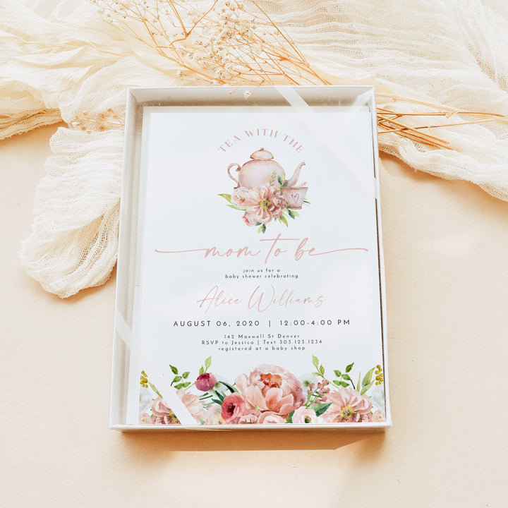 ALICE Tea With The Mom to Be Baby Shower Brunch Invitation