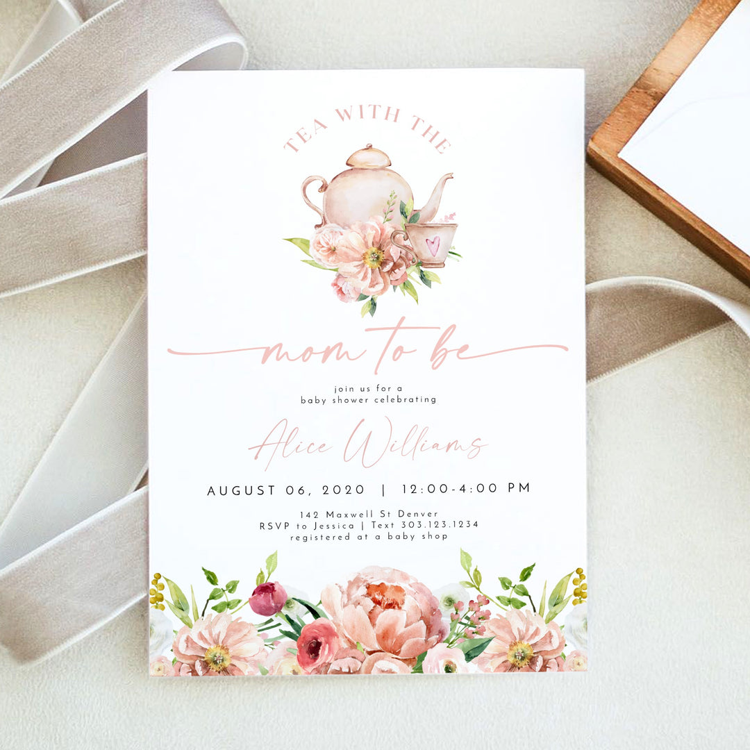 ALICE Tea With The Mom to Be Baby Shower Brunch Invitation