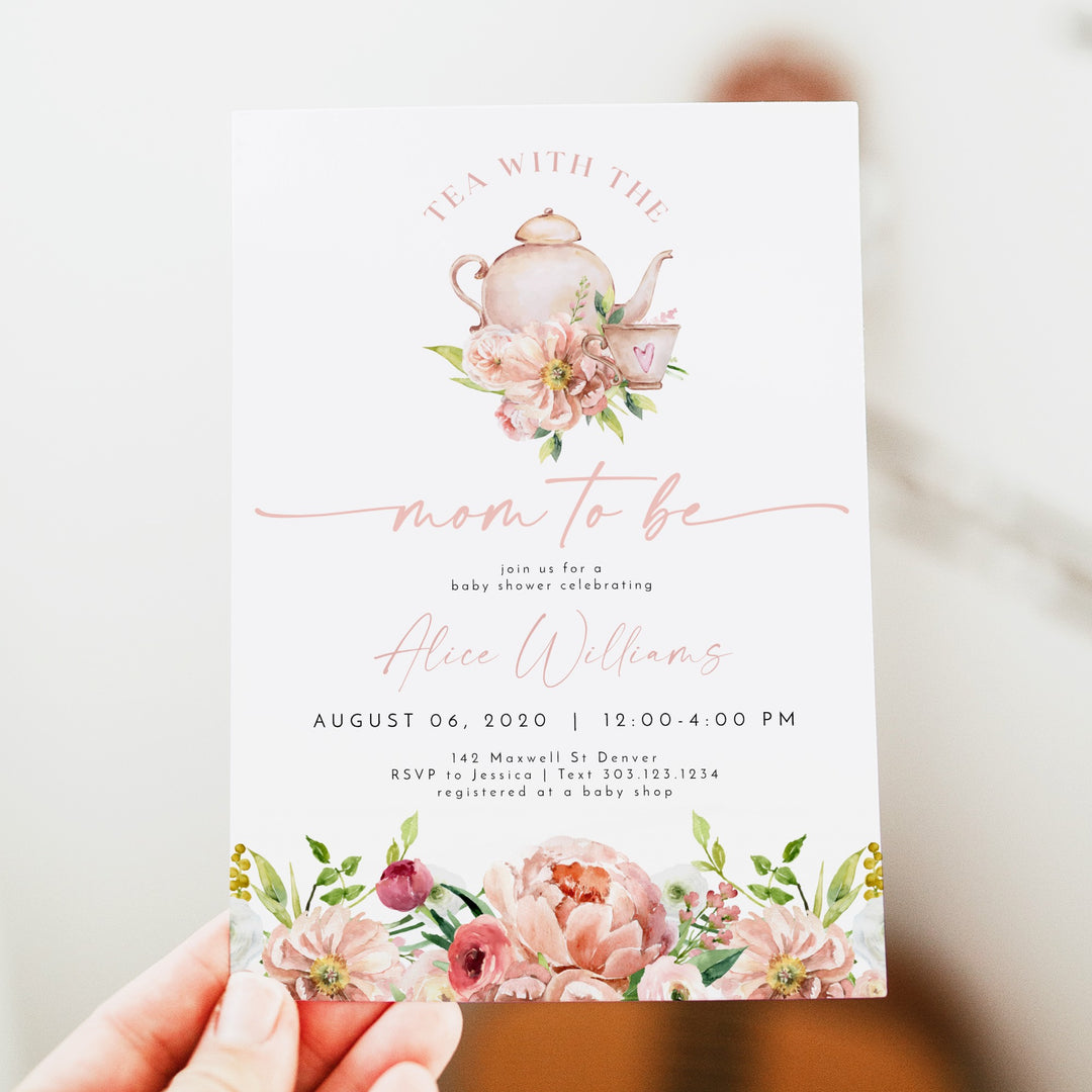 ALICE Tea With The Mom to Be Baby Shower Brunch Invitation